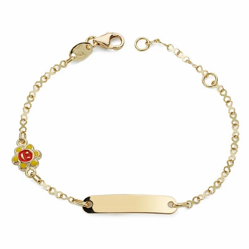 Esclava oro 18k bebé  sol esmaltado 14.5cm. [AA2608]