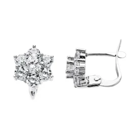 Pendientes oro blanco 18k cuajo circonitas 10mm.  [AA2619]