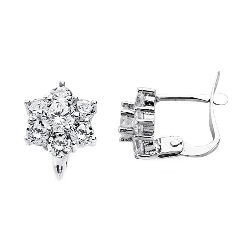 Pendientes oro blanco 18k cuajo circonitas 10mm.  [AA2619]