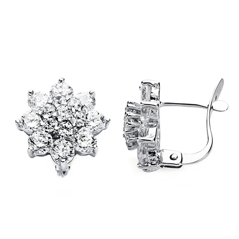 Pendientes oro blanco 18k cuajo circonitas 12mm.  [AA2628]