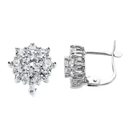 Pendientes oro blanco 18k cuajo circonitas 10mm.  [AA2630]