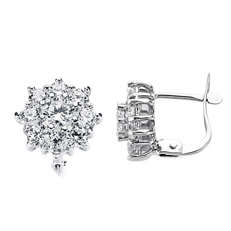 Pendientes oro blanco 18k cuajo circonitas 10mm.  [AA2630]