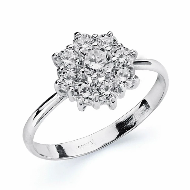 Sortija oro blanco 18k cuajo circonitas  [AA2631]