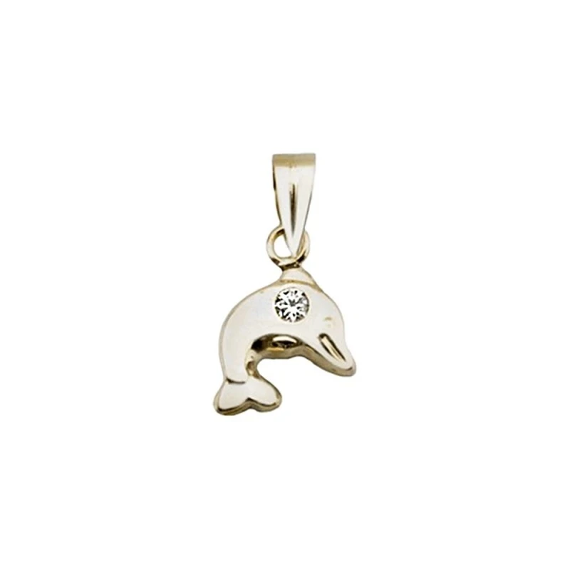 Colgante oro 18k delfín circonita 2mm. [AA4663]