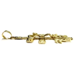 Cruz crucifijo oro 18k Caravaca 48mm. cristo realce filigrana [AA7218]