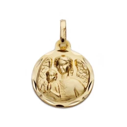 Medalla oro 18k ángel de la guarda 14mm. [AA0615]