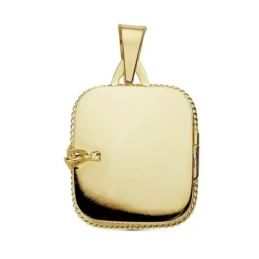 Colgante oro 18k portafolio cuadrado labrado 26mm. [AA7237]