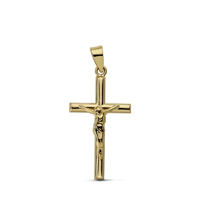 Cruz crucifijo oro 18k 21mm. redonda [AA7241]