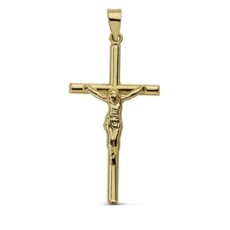 Cruz crucifijo oro 18k 32mm. hueca [AA7242]