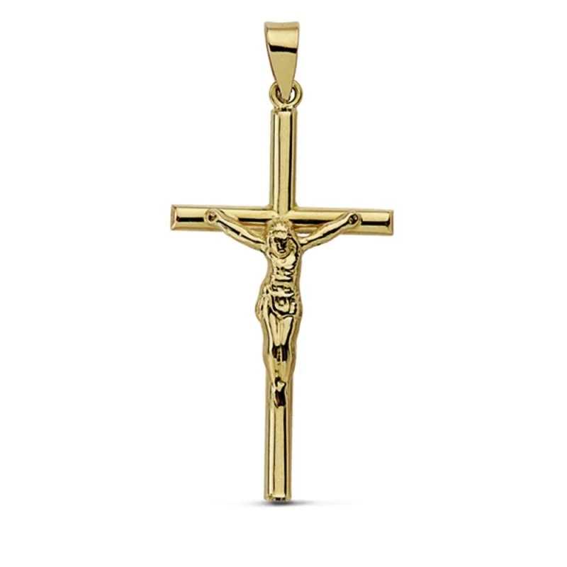 Cruz crucifijo oro 18k 32mm. hueca [AA7242]