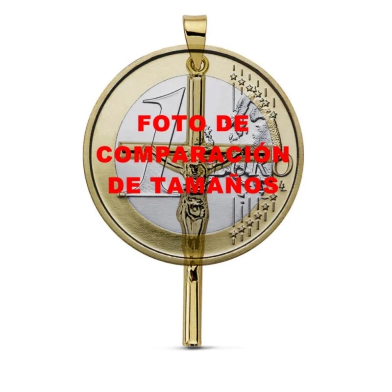 Cruz crucifijo oro 18k 32mm. hueca [AA7242]