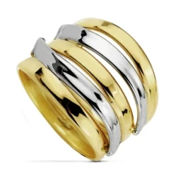 Sortija oro 18k bicolor multibandas [AA7254]