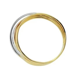 Sortija oro 18k bicolor bandas blancas cruzadas [AA7257]