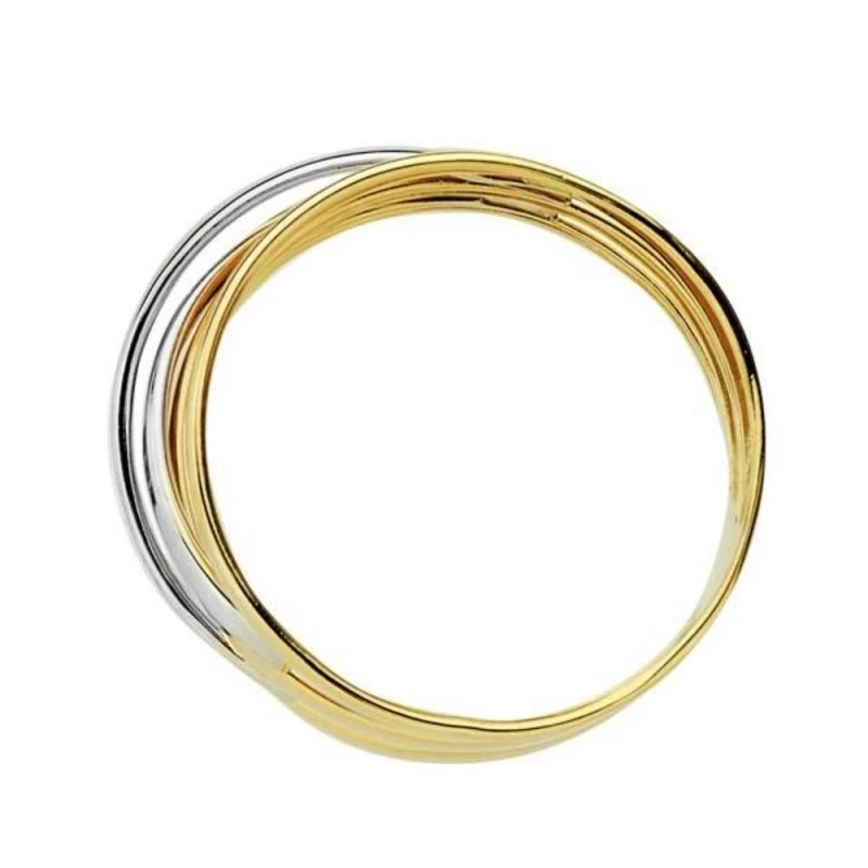 Sortija oro 18k bicolor bandas blancas cruzadas [AA7257]