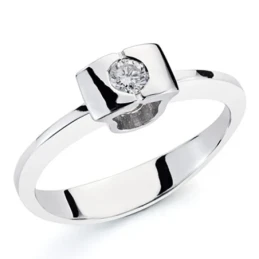 Sortija oro blanco 18k diamante brillante 0.1ct pedidas [AA7259]