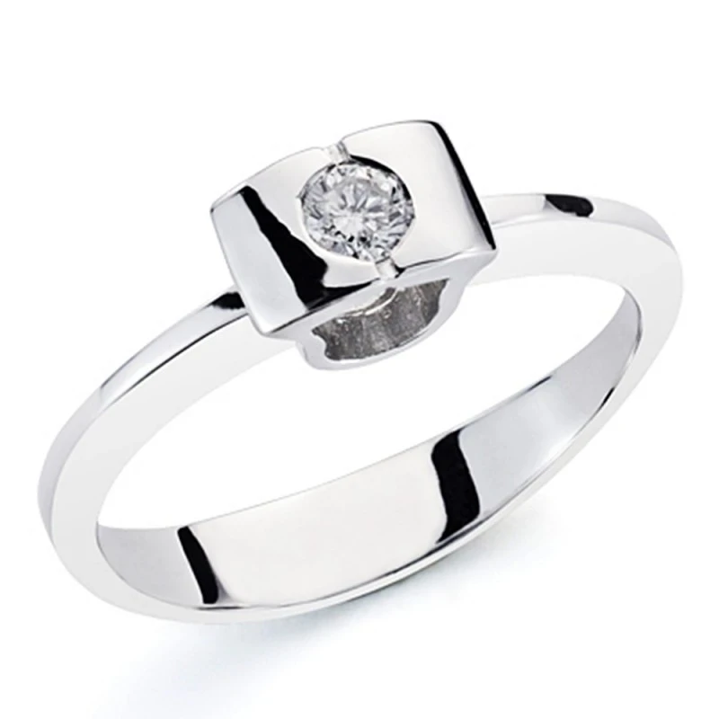 Sortija oro blanco 18k diamante brillante 0.1ct pedidas [AA7259]