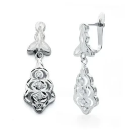 Pendientes oro blanco 18k largos cubanas 27mm. [AA7264]