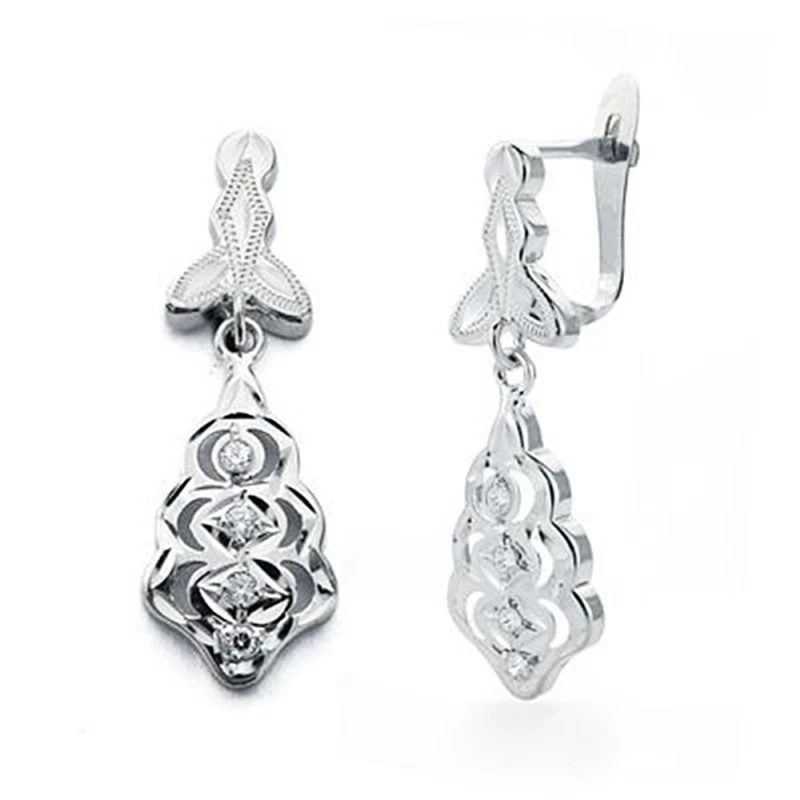 Pendientes oro blanco 18k largos cubanas 27mm. [AA7264]