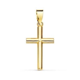 Cruz oro 18k lisa 18mm. tubo liso chatones [AA7278]