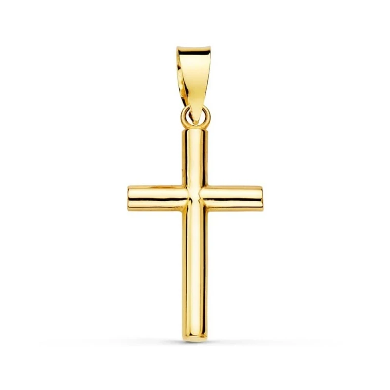 Cruz oro 18k lisa 18mm. tubo liso chatones [AA7278]