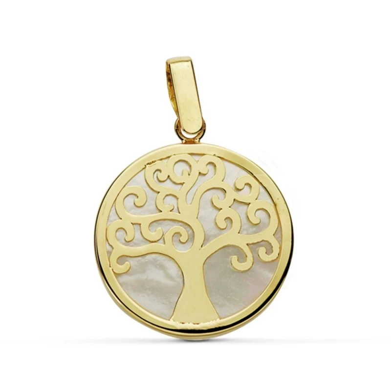Colgante oro 18k Árbol Vida 18mm. nácar [AA7289]