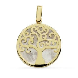 Colgante oro 18k Árbol Vida 12mm. nácar [AA7290]