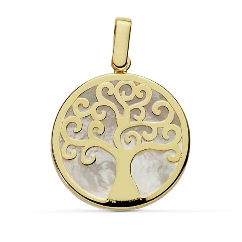 Colgante oro 18k Árbol Vida 12mm. nácar [AA7290]