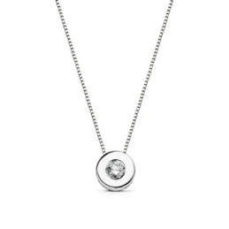 Colgante gargantilla oro blanco 18k diamante 0.065ct 6mm. [AA7292]