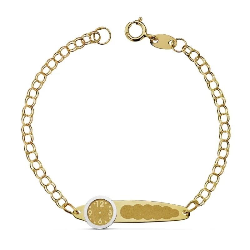 Esclava oro 18k húngara reloj 13.5cm. bebé hora nacimiento [AA7295GR]