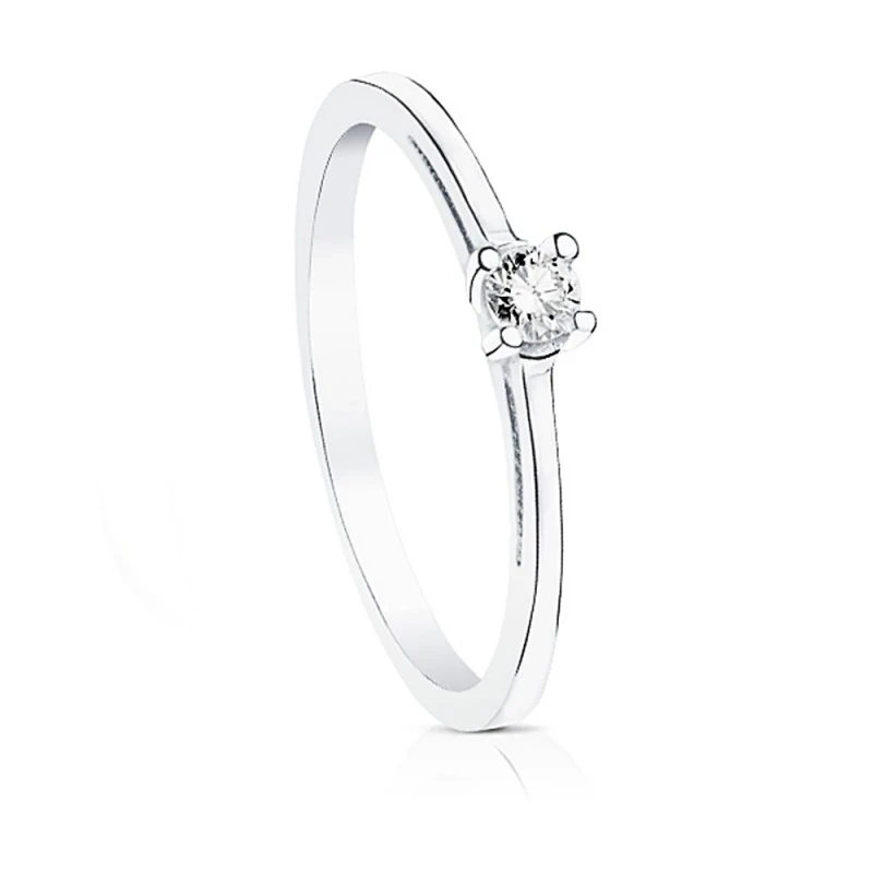 Solitario oro blanco 18k diamante brillante 0.10ct pedidas [AA7297]