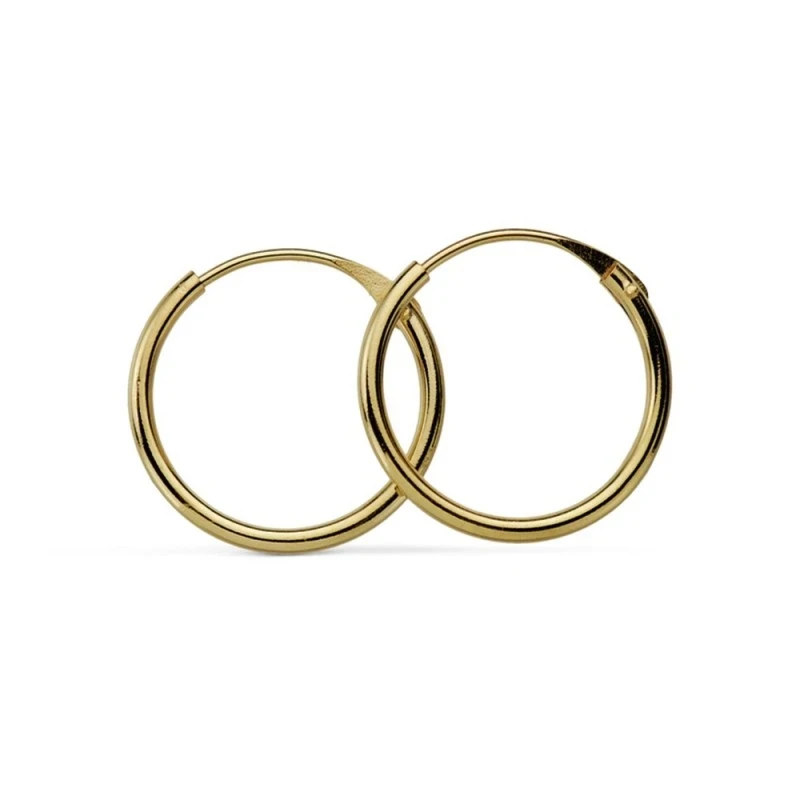 Pendientes oro 18k aros huecos lisos 14mm. [AA7299]