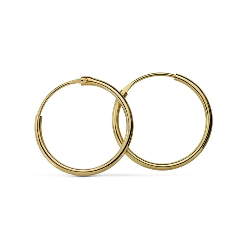 Pendientes oro 18k aros huecos lisos 15mm. [AA7300]
