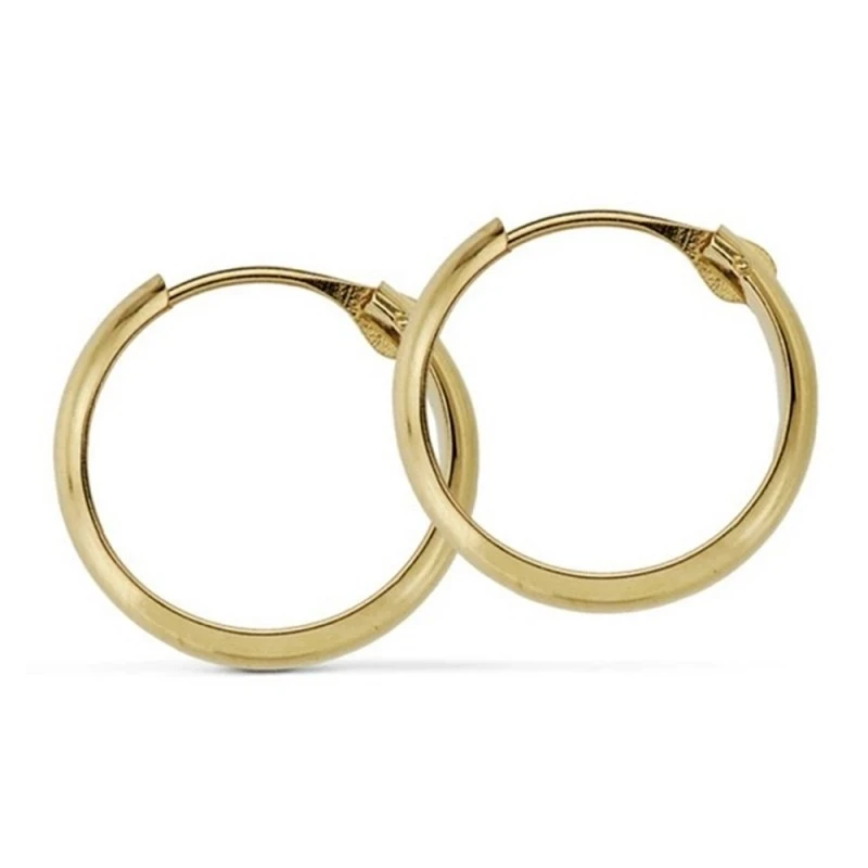 Pendientes oro 18k aros huecos media caña 14mm. [AA7302]