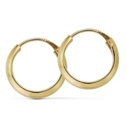 Pendientes oro 18k aros huecos media caña 10mm. [AA7306]