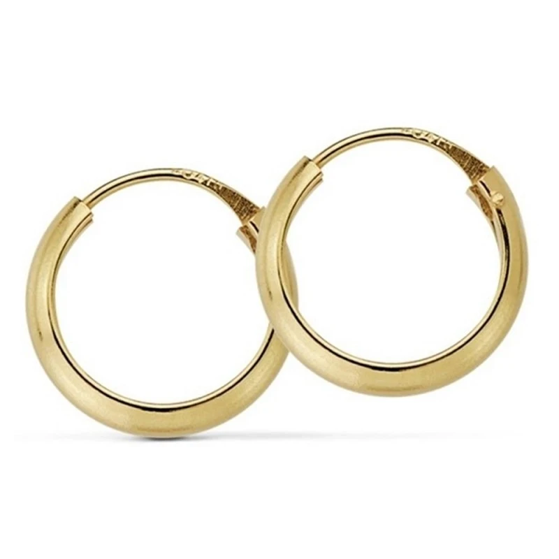 Pendientes oro 18k aros huecos media caña 10mm. [AA7306]