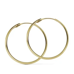 Pendientes oro 18k aros media caña lisos 30mm. [AA7307]