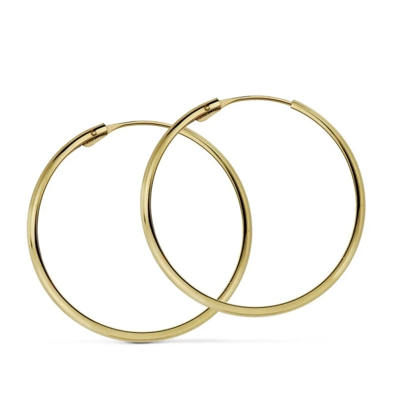 Pendientes oro 18k aros media caña lisos 30mm. [AA7307]