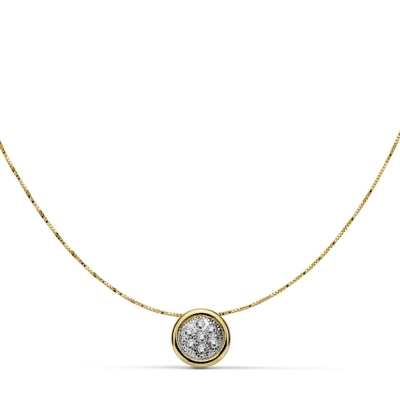 Gargantilla colgante oro 18k 8mm. circonitas 42cm. [AA7313]