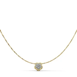 Gargantilla colgante oro 18k flor 5mm. circonitas 42cm. [AA7323]