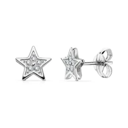 Pendientes oro blanco 18k estrella 6.5mm.  [AA7325]