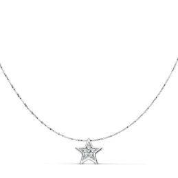 Gargantilla colgante oro blanco 18k estrella 6.5mm. 42cm.  [AA7326]