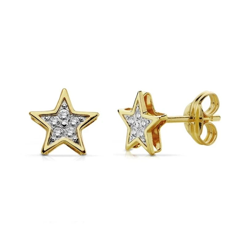 Pendientes oro 18k estrella 6.5mm.  [AA7327]