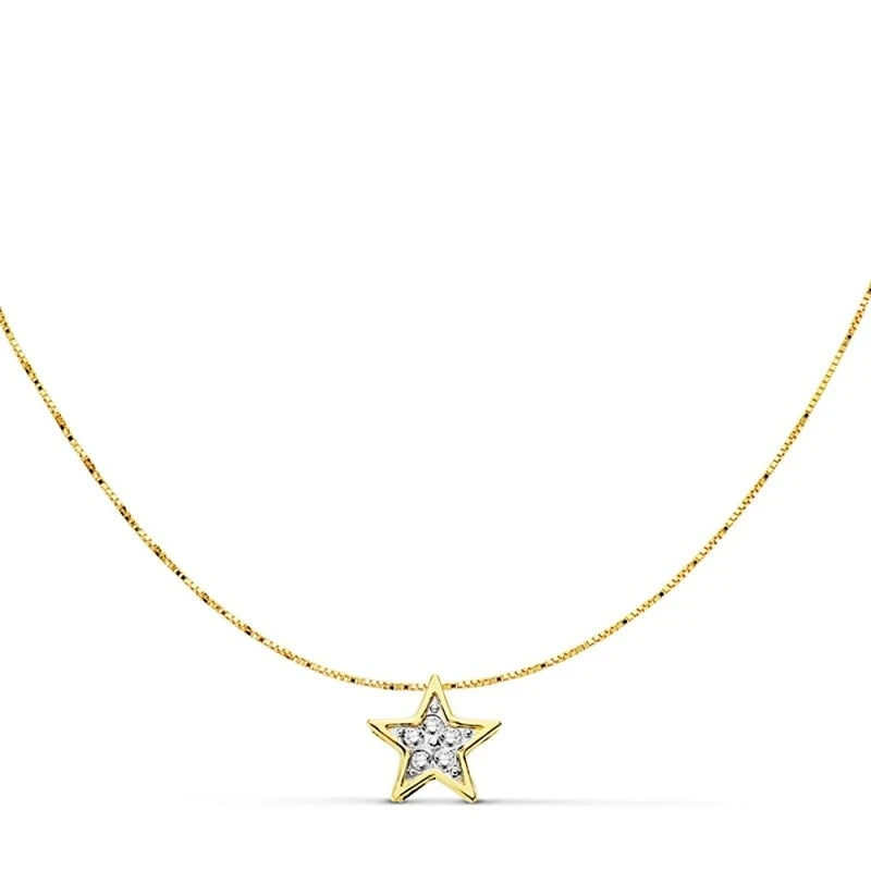 Gargantilla colgante oro 18k estrella 6.5mm. 42cm.  [AA7328]