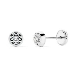 Pendientes oro blanco 18k 5mm. estrella circonita [AA7329]