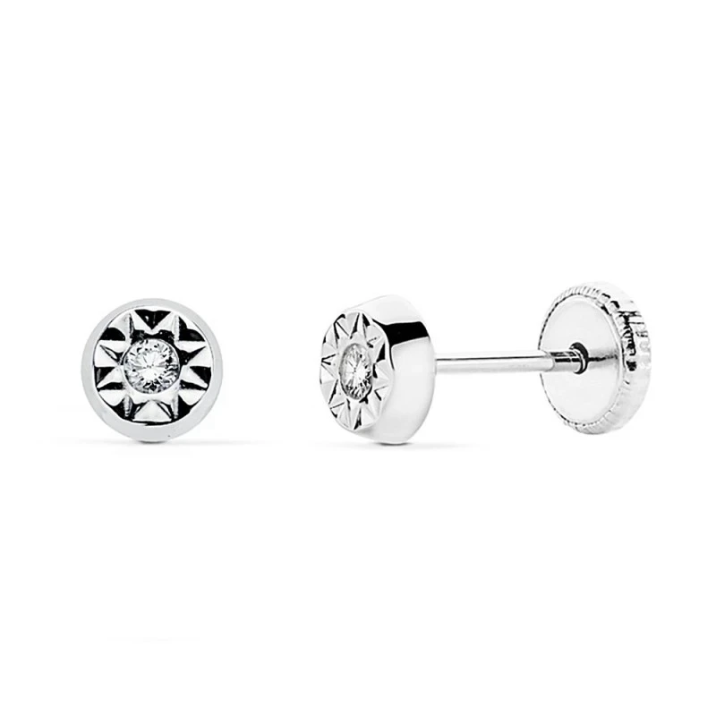 Pendientes oro blanco 18k 5mm. estrella circonita [AA7329]