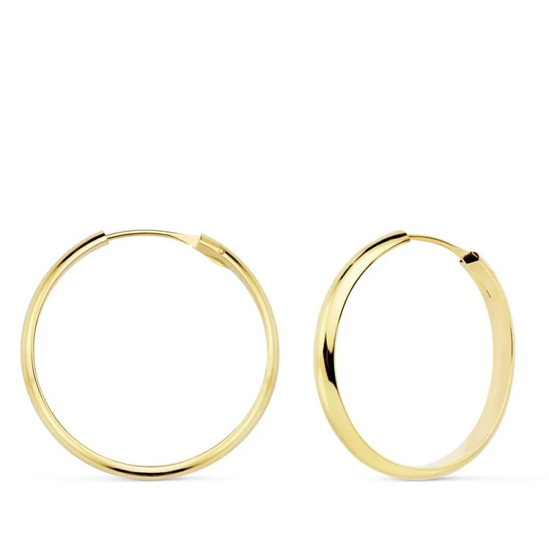 Pendientes oro 18k aro media caña 25mm. ligeros [AA7330]