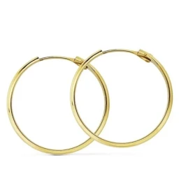 Pendientes oro 18k aro media caña 25mm. ligeros [AA7330]