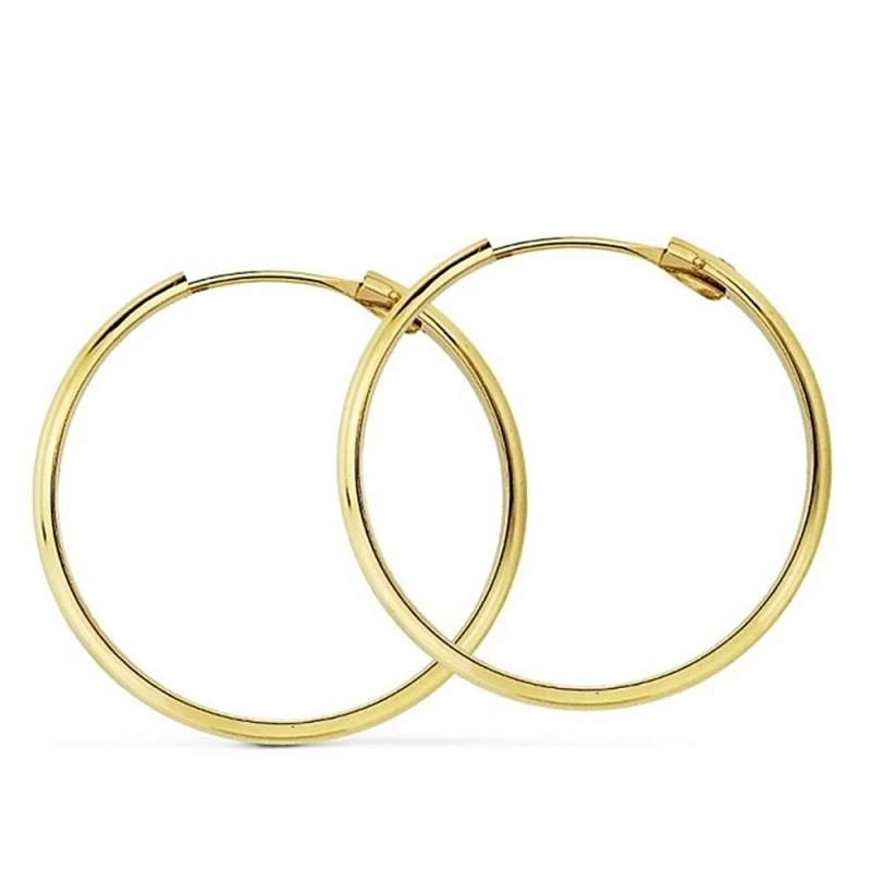 Pendientes oro 18k aro media caña 25mm. ligeros [AA7330]
