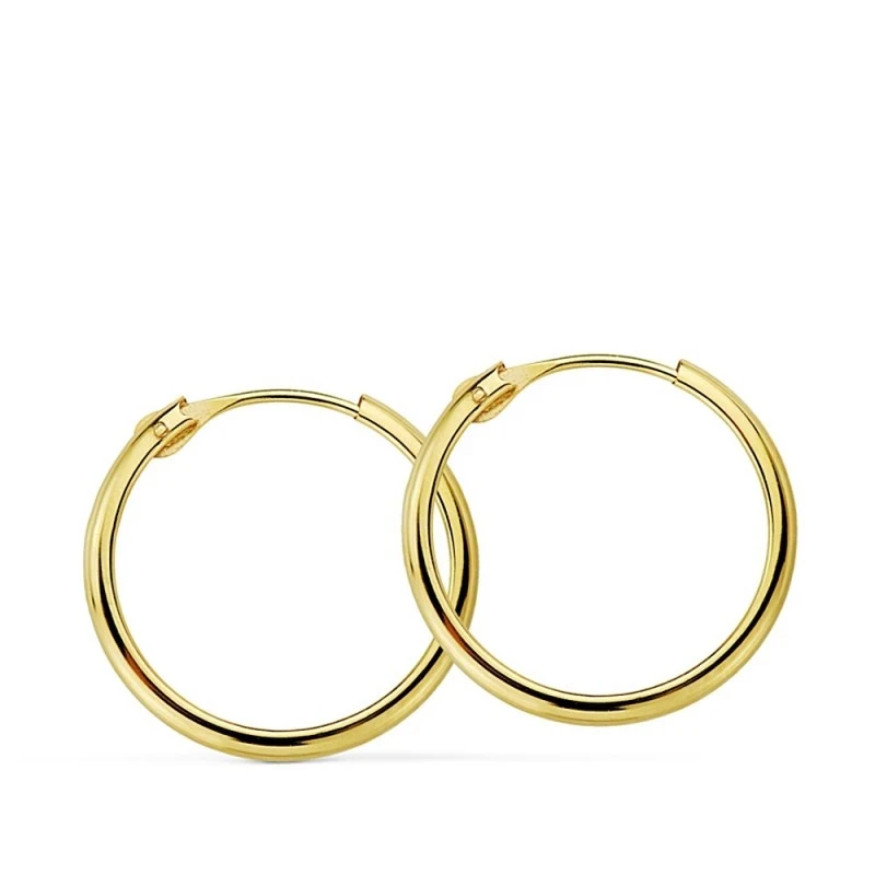 Pendientes oro 18k aro media caña 18mm. [AA7331]