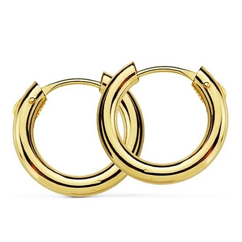 Pendientes oro 18k aro redondos lisos 12mm. [AA7333]